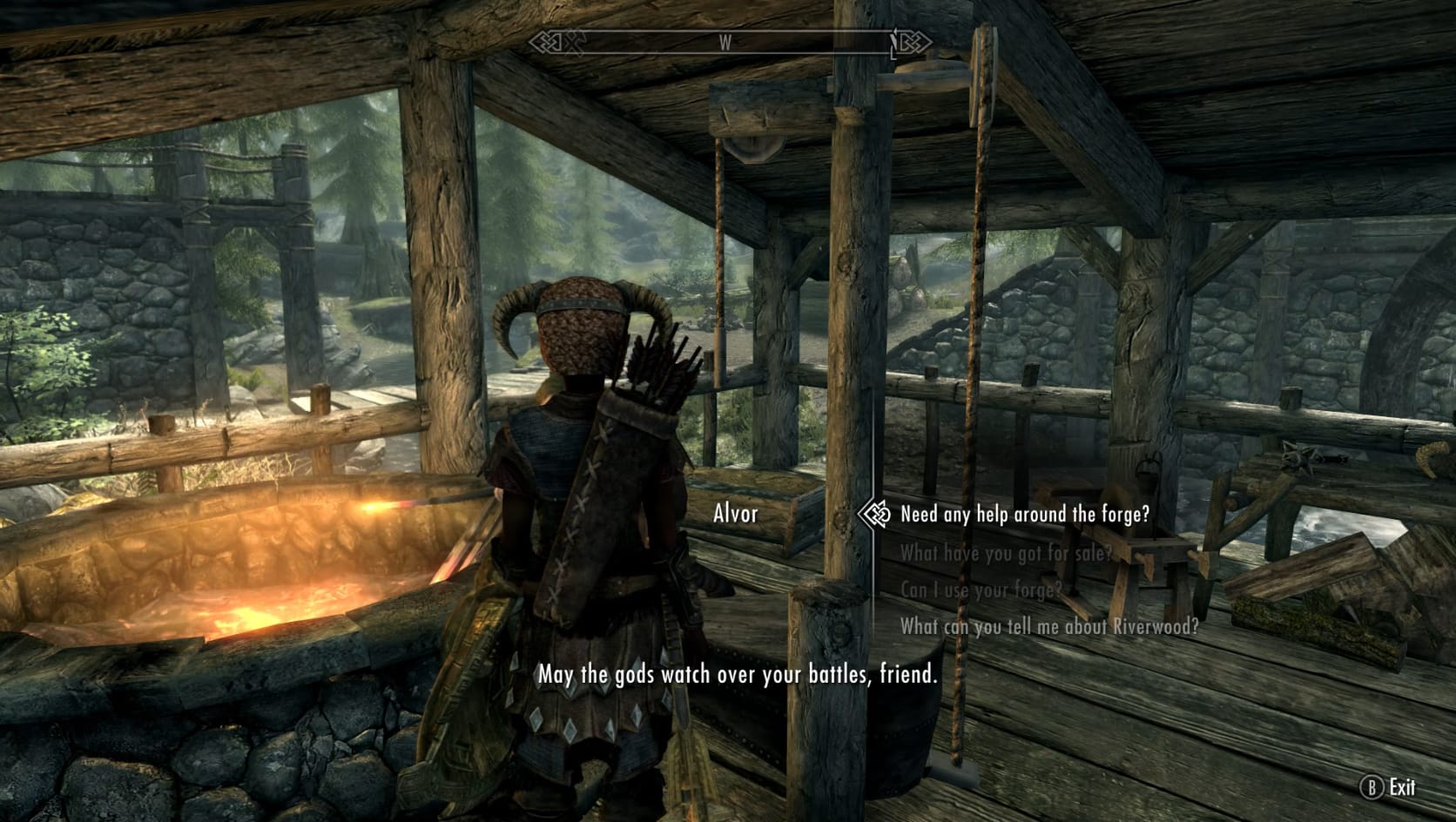 Asking Alvor if he needs help at his Forge