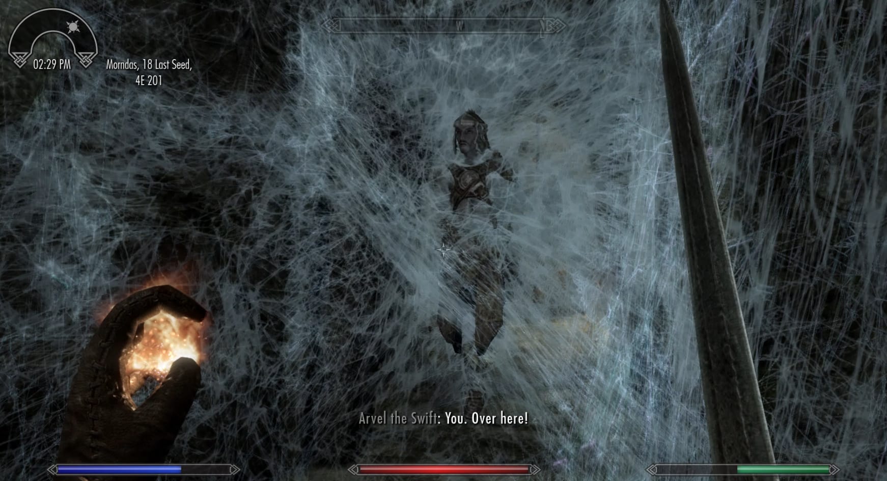 Arvel the Swift calls the Dragonborn over for their help
