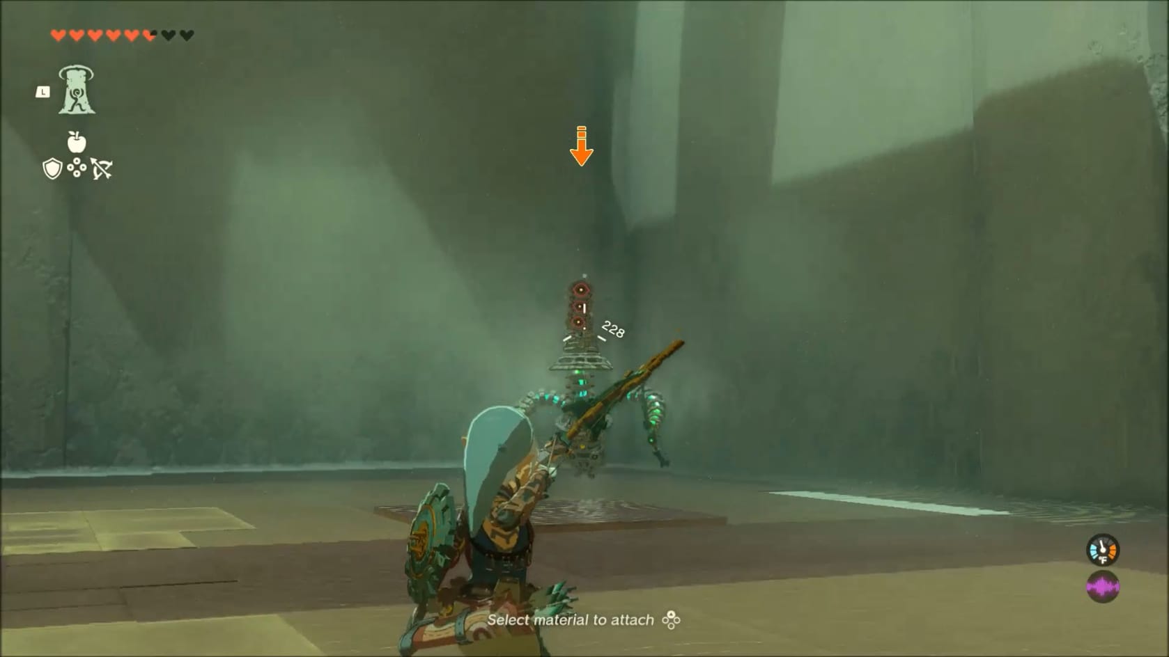 Link aiming for the head of a Soldier Construct with his bow
