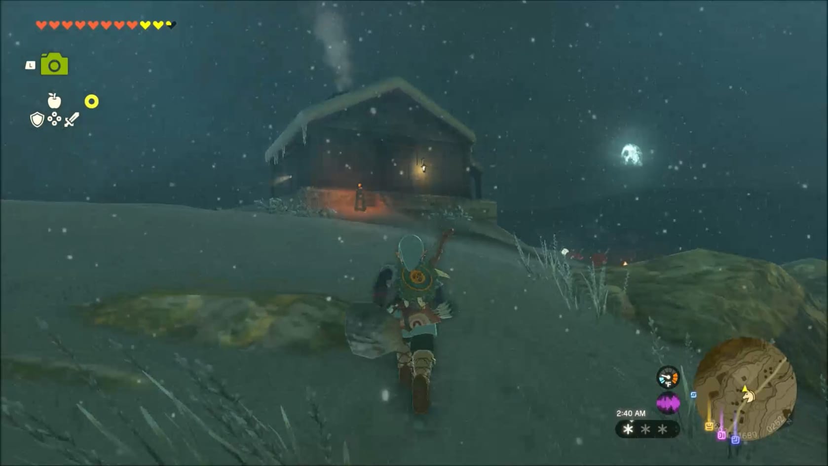 Link approaching the Cabin that starts "Open the Door" at night