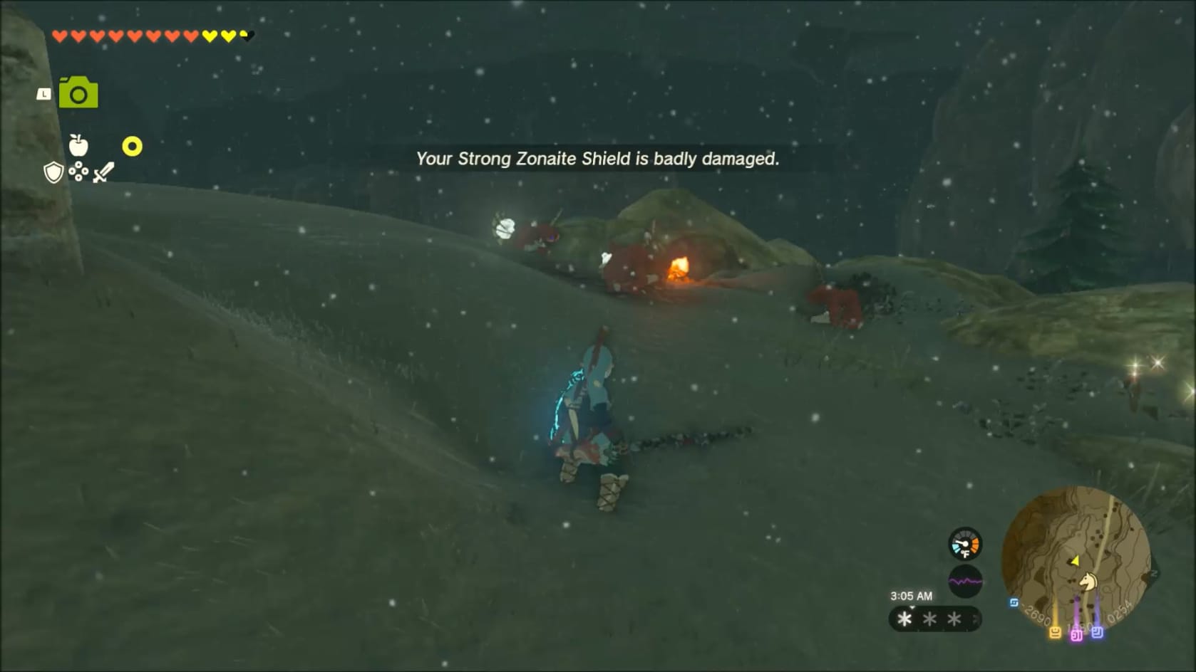 Link approaching the nearby monsters: Bokoblins