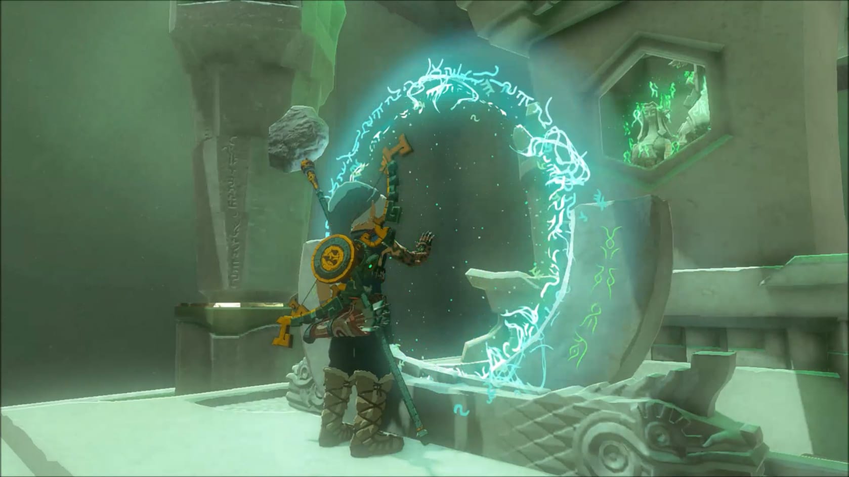Link activating the Glyph to complete the Shrine