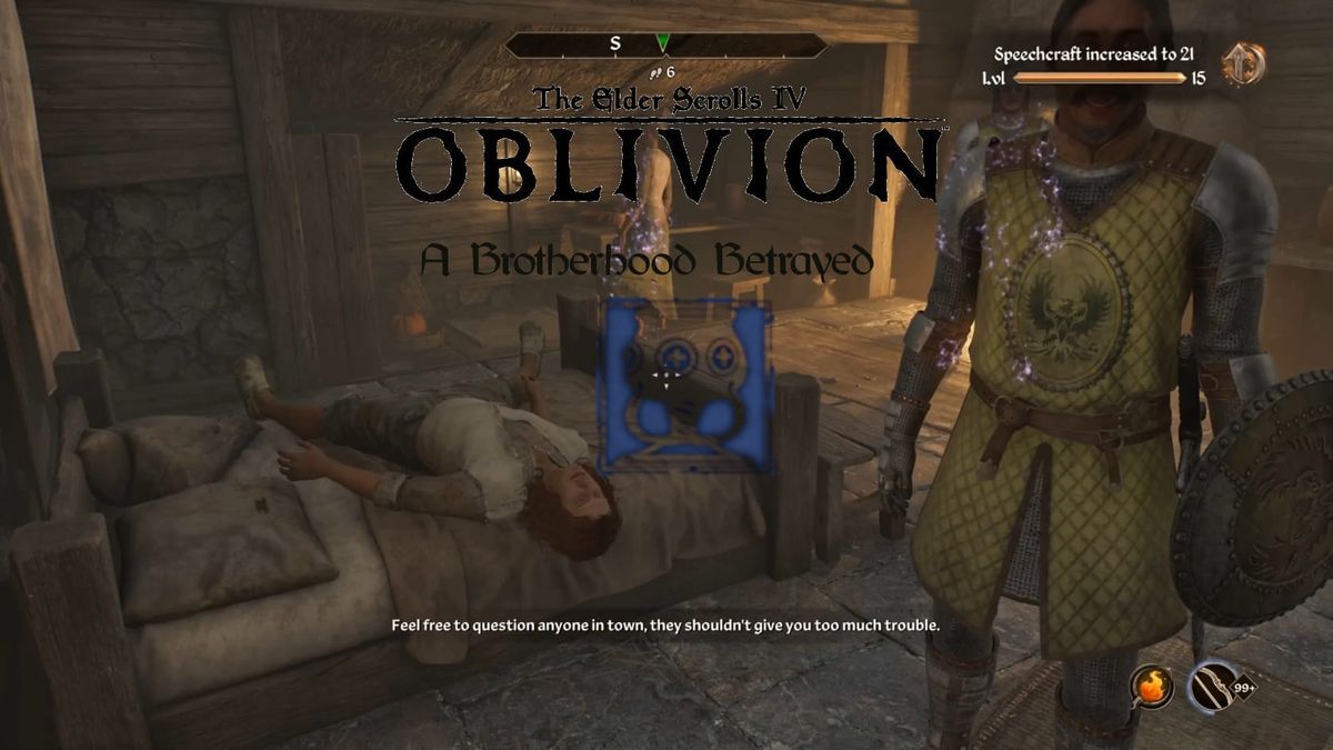 The Hero of Kvatch takes in the murder scene
