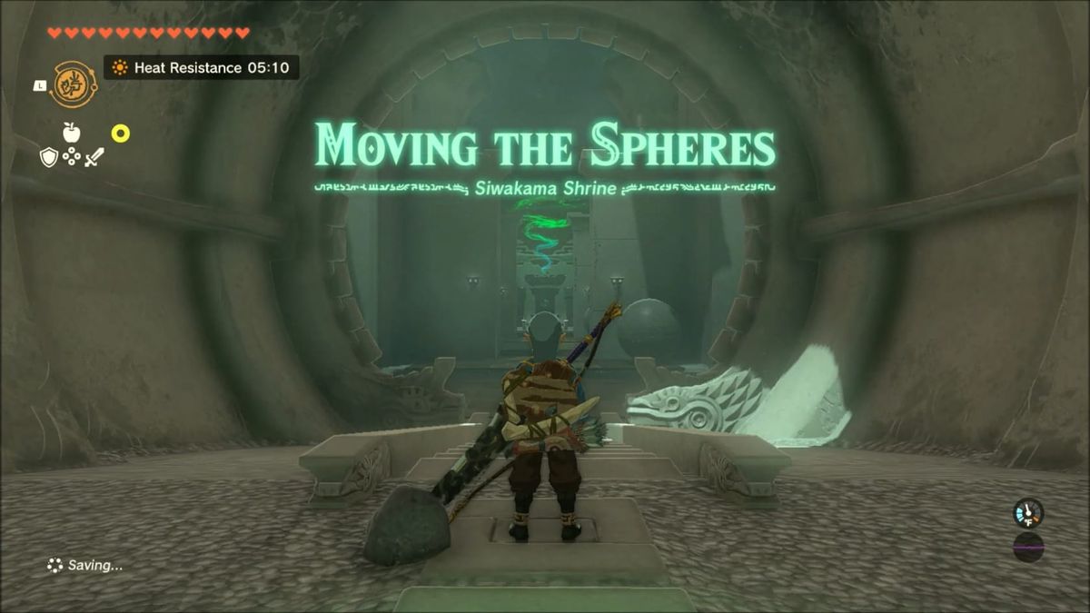 Link stands inside Siwakama Shrine