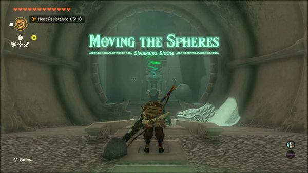 Link stands inside Siwakama Shrine
