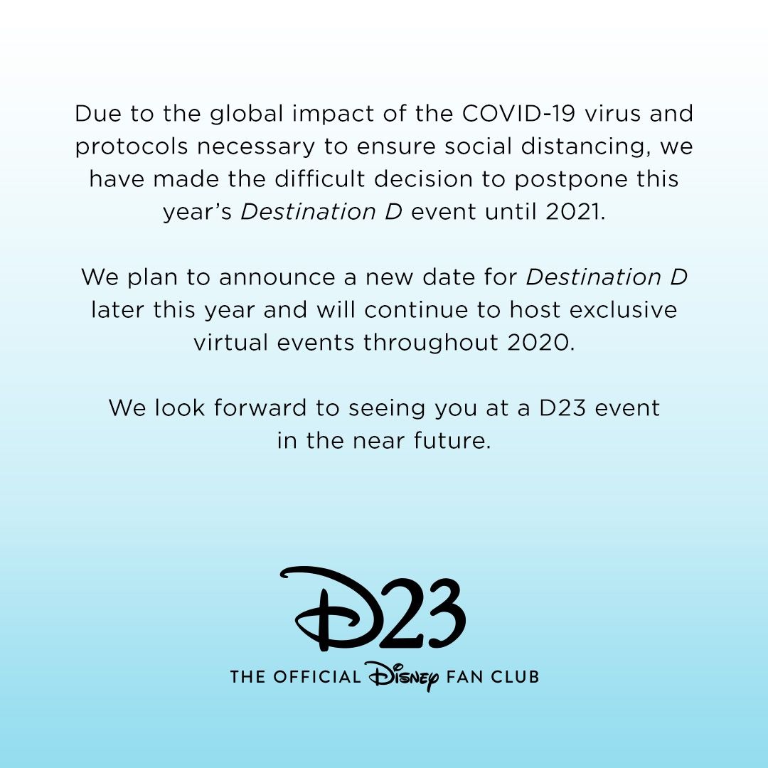 D23’s “Destination D: Fantastic Worlds” Event Postponed Until 2021