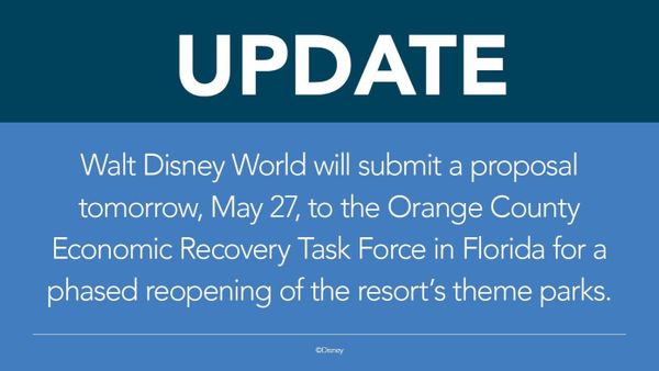 Walt Disney World to Submit Reopening Date Tomorrow