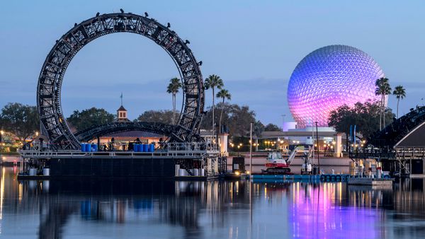 Center "Compass" Barge Installed at EPCOT For "Harmonious"