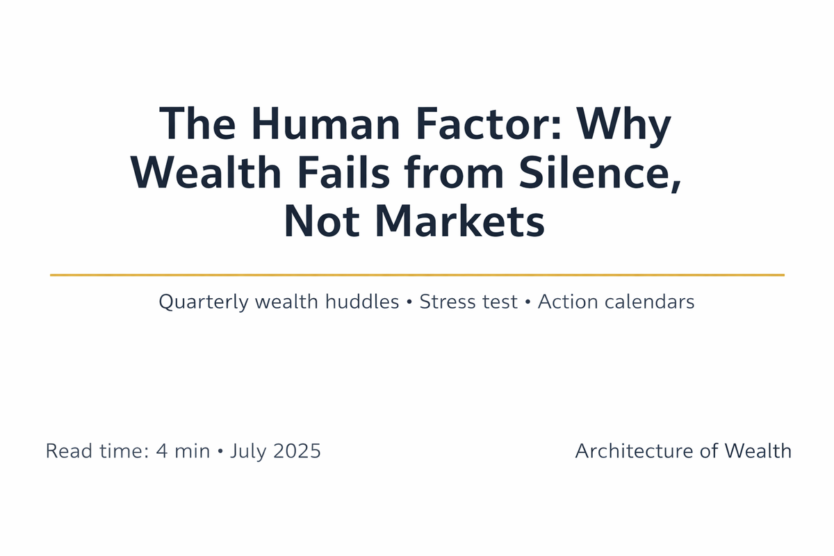 The Human Factor: Why wealth fails more from silence than markets