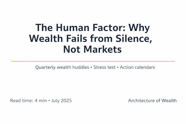 The Human Factor: Why wealth fails more from silence than markets