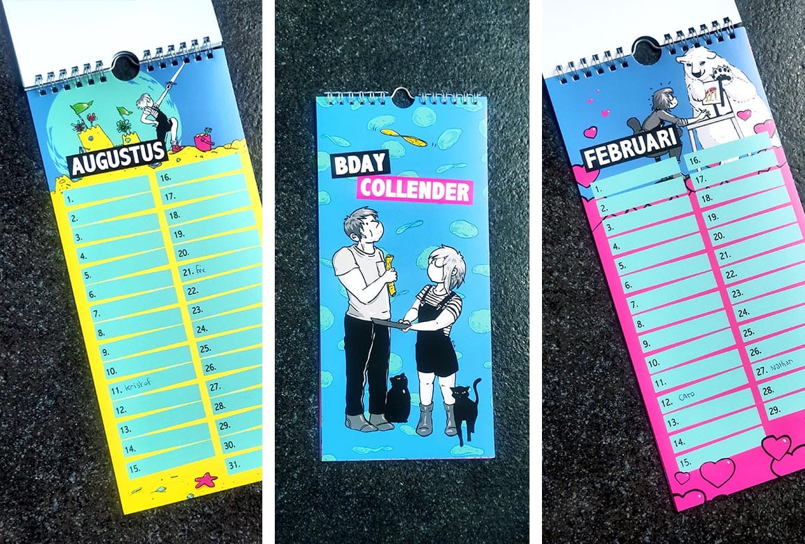 Foto's Bday Collender met illustraties in.