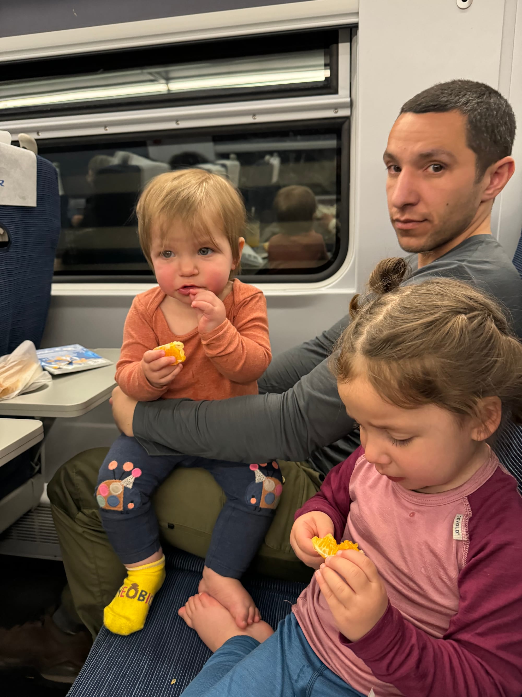 Eating an orange - gift from a fellow passenger