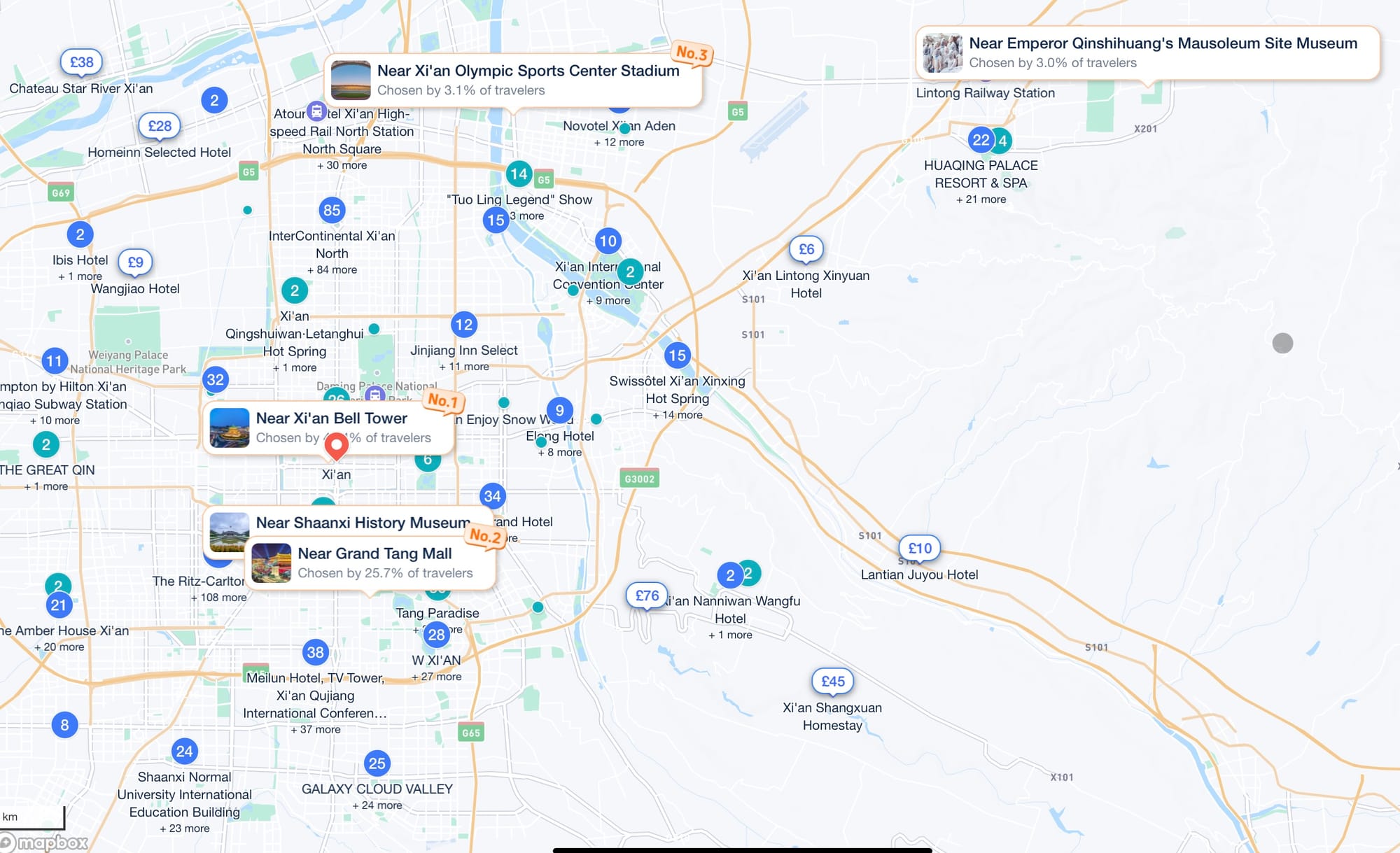 Popular neighbourhoods to stay in Xi'an