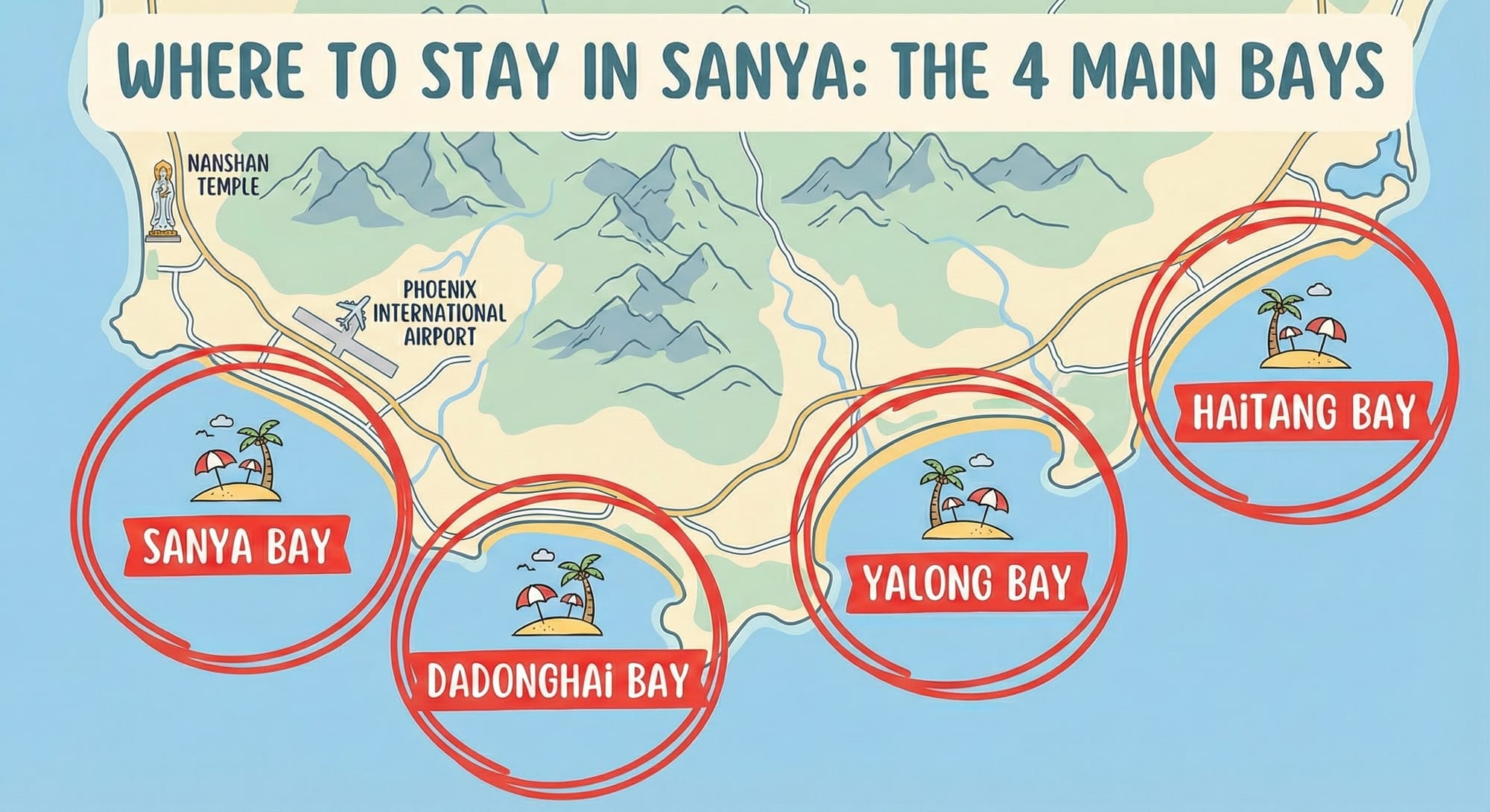Map of Sanya's 4 Bays