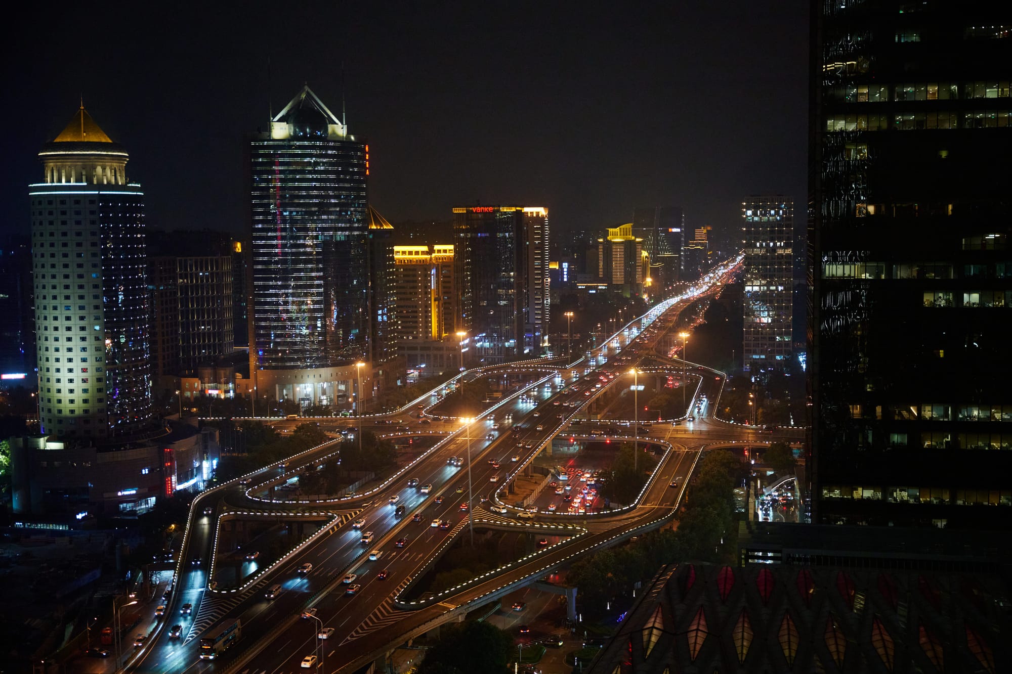Financial district of Beijing at night