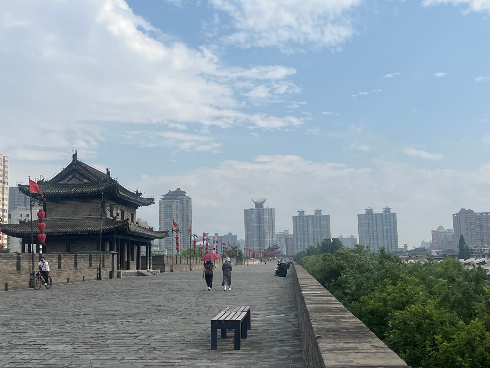 Walking on top of Xi'an's ancient Ming-era city wall