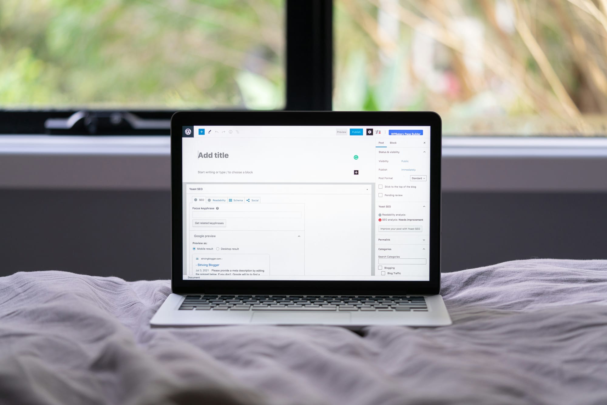 new wordpress post for Content Creation SEO