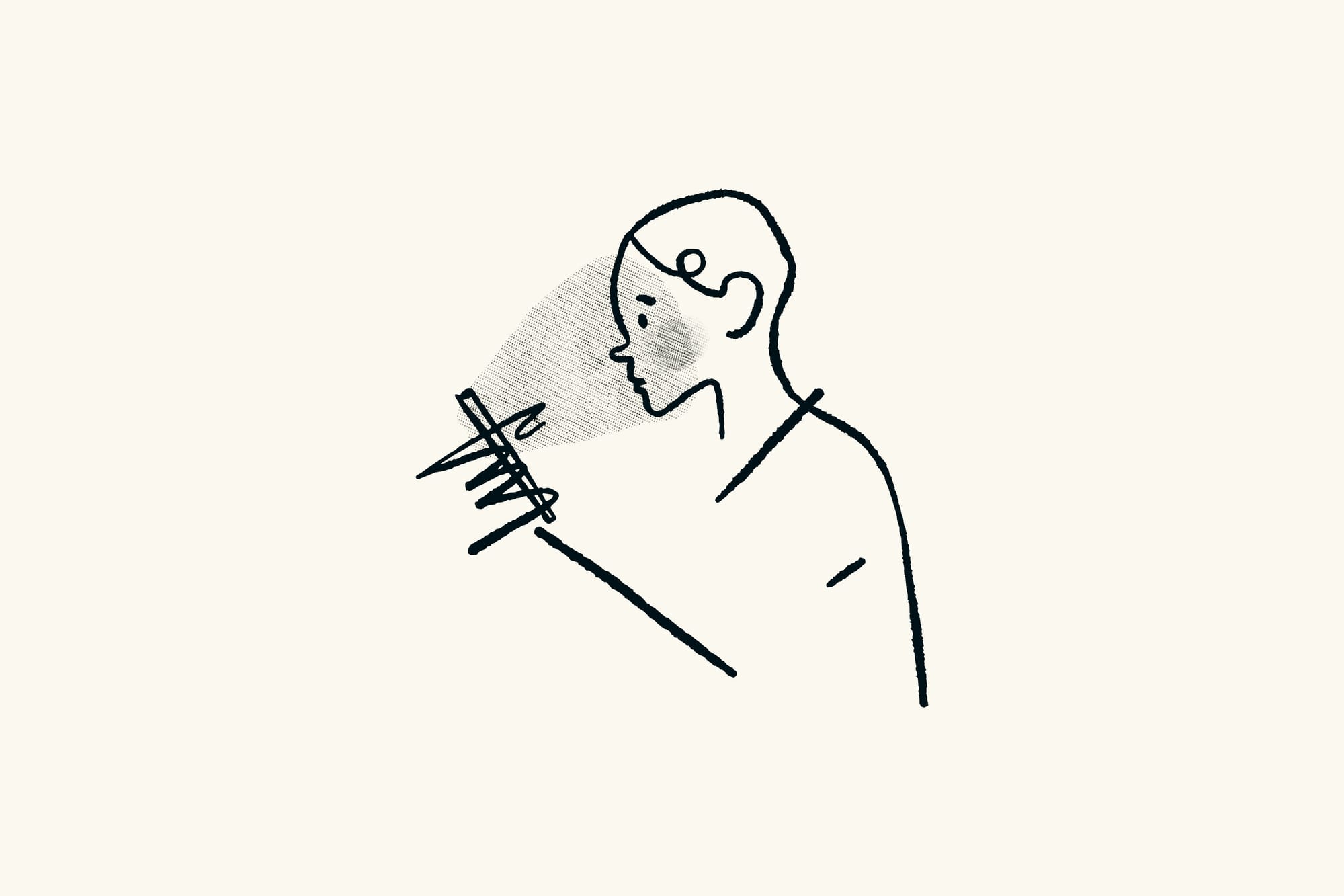 illustration of a man with pen - Artificial Intelligence Content Creation