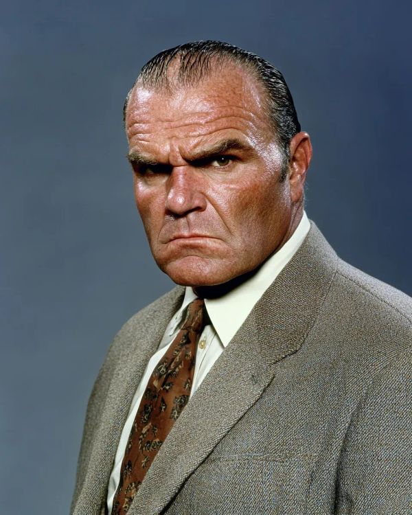 Dusty McGraw in a gray suit jacket and patterned tie against a blue background, looking directly at the camera with a stern expression.