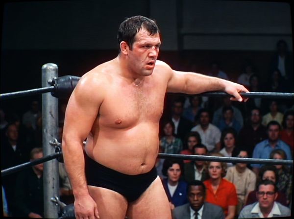 Chris Coleman leaning on the ropes during a televised wrestling match, 1973