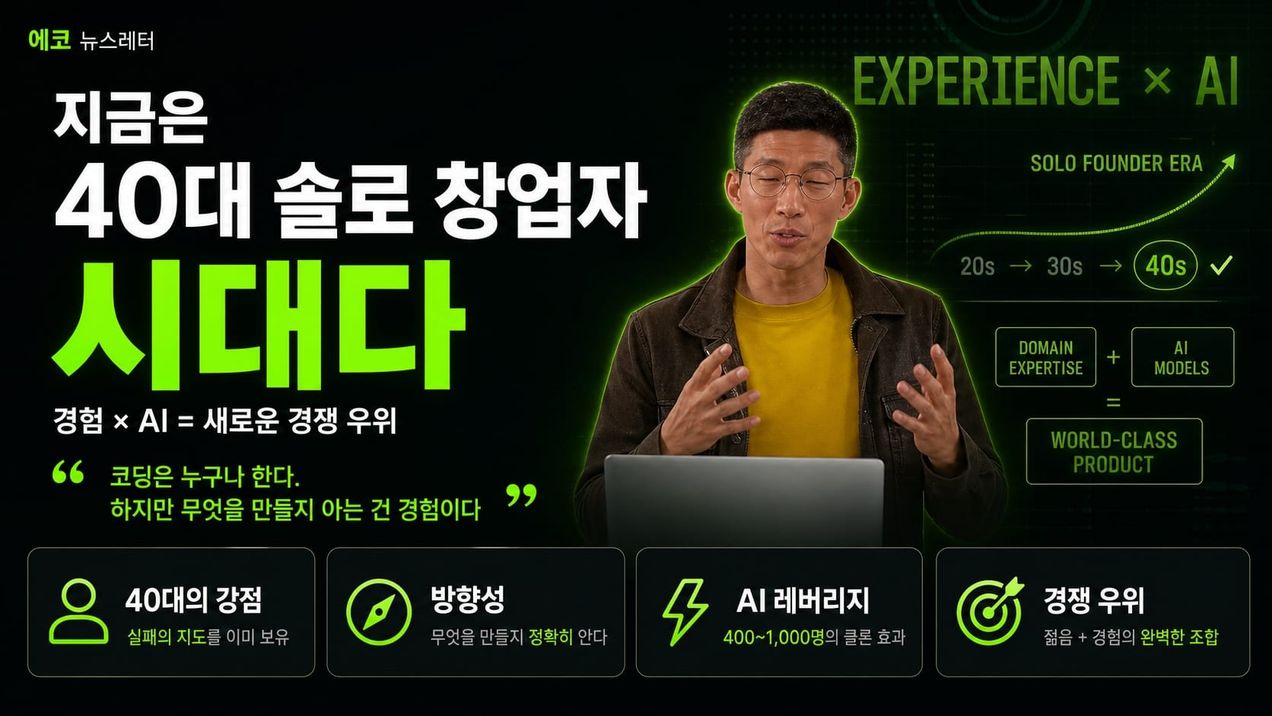 40대 솔로 창업자 시대의 도래 AI 시대, 경험은 무기다