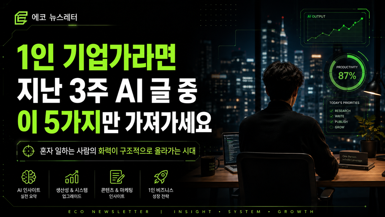 1인 기업가라면 — 지난 3주 AI 글 중 이 5가지만 가져가세요
