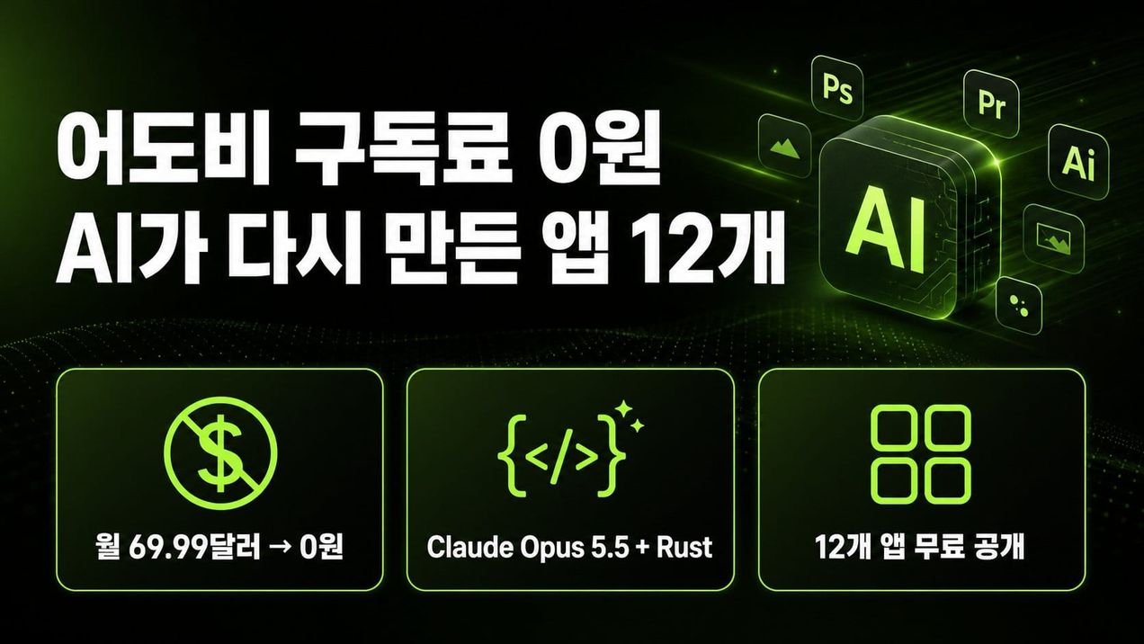 월 69.99달러가 0원이 됐습니다 — AI가 다시 만든 어도비 앱 12개