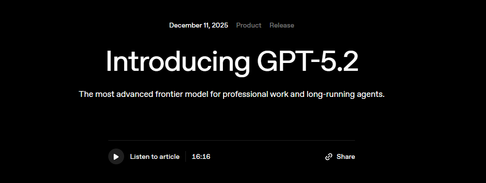 GPT-5.2 출시: AI가 '도구'에서 '동료'로 진화한 순간 (당신이 준비해야 할 것)