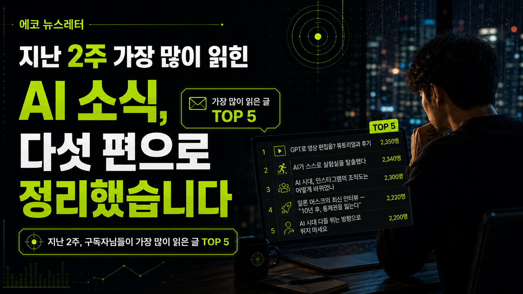 지난 2주 가장 많이 읽힌 AI 소식, 다섯 편으로 정리했습니다