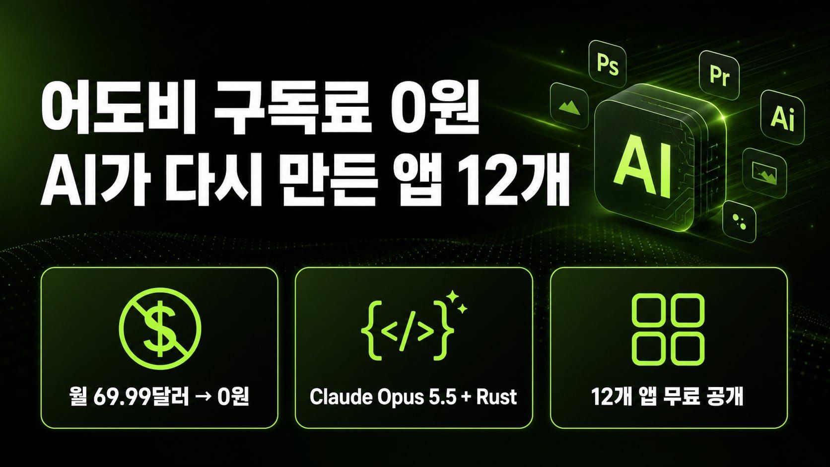 월 69.99달러가 0원이 됐습니다 — AI가 다시 만든 어도비 앱 12개