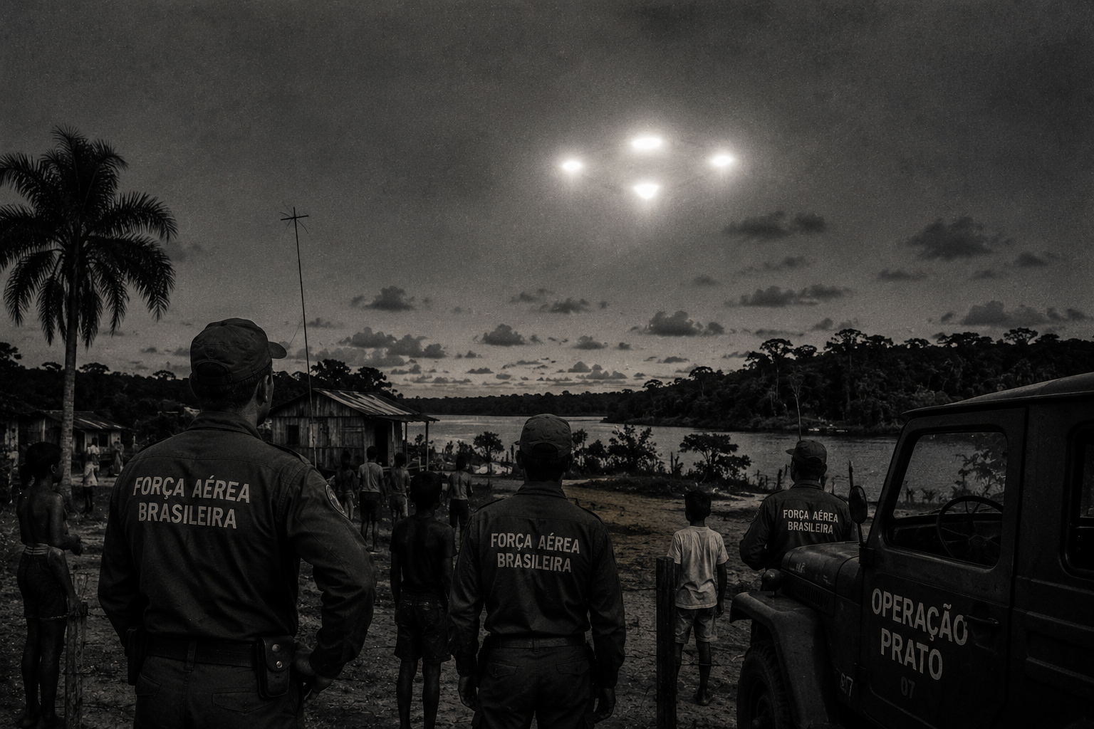 Miembros de la Fuerza Aérea Brasileña registran un objeto luminoso durante la Operação Prato en la región de Colares.