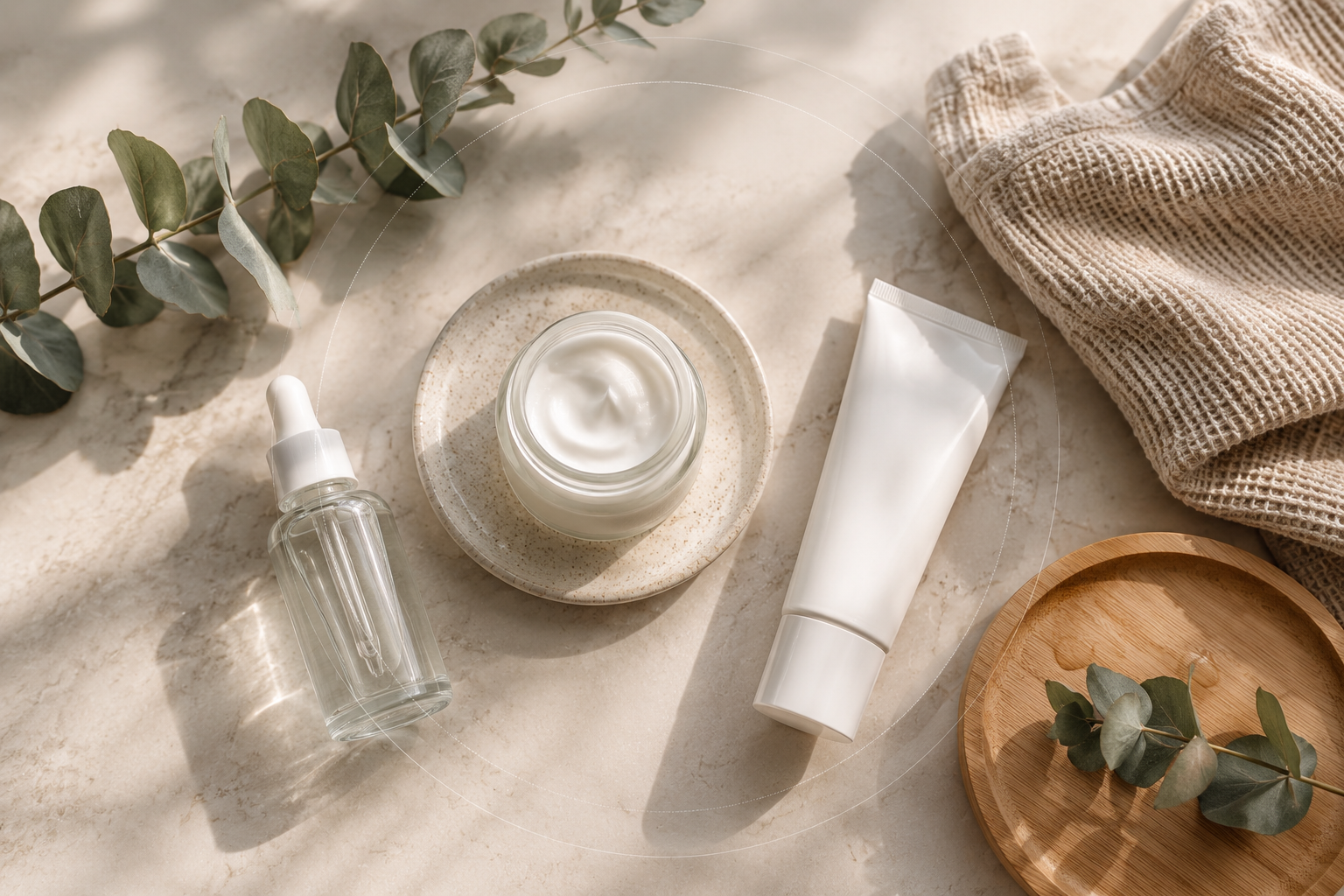prodcutos de cuidado de belleza sobre un tocador aptos para Skinimalism