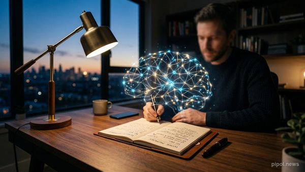 Escritorio de trabajo con libreta de tareas pendientes y representación visual de la tensión mental del efecto Zeigarnik