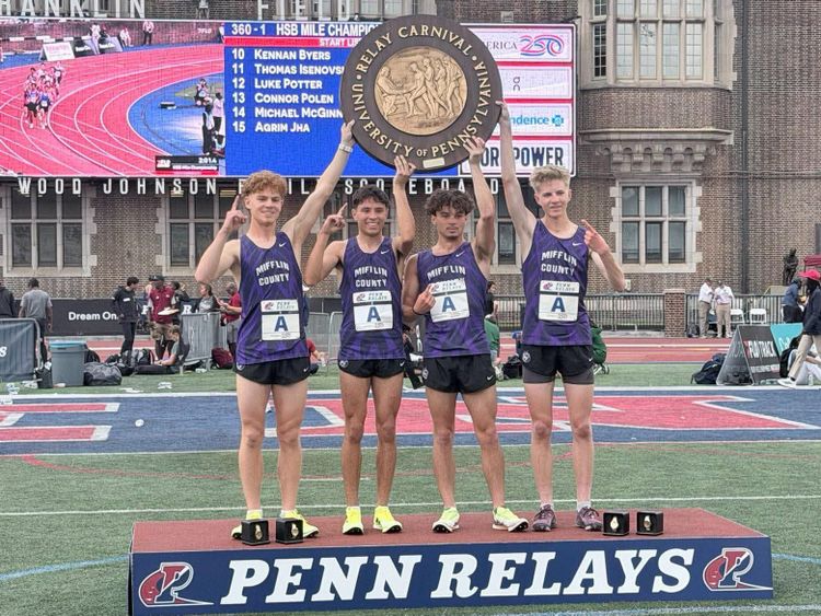 The record setting Mifflin County Penn Relays DMR team.