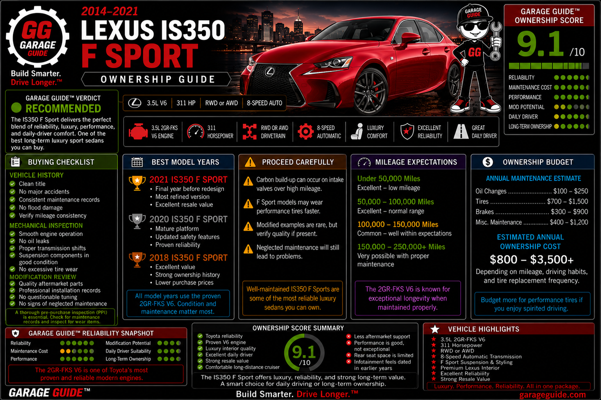 2014–2021 Lexus IS350 F Sport Ownership Guide
