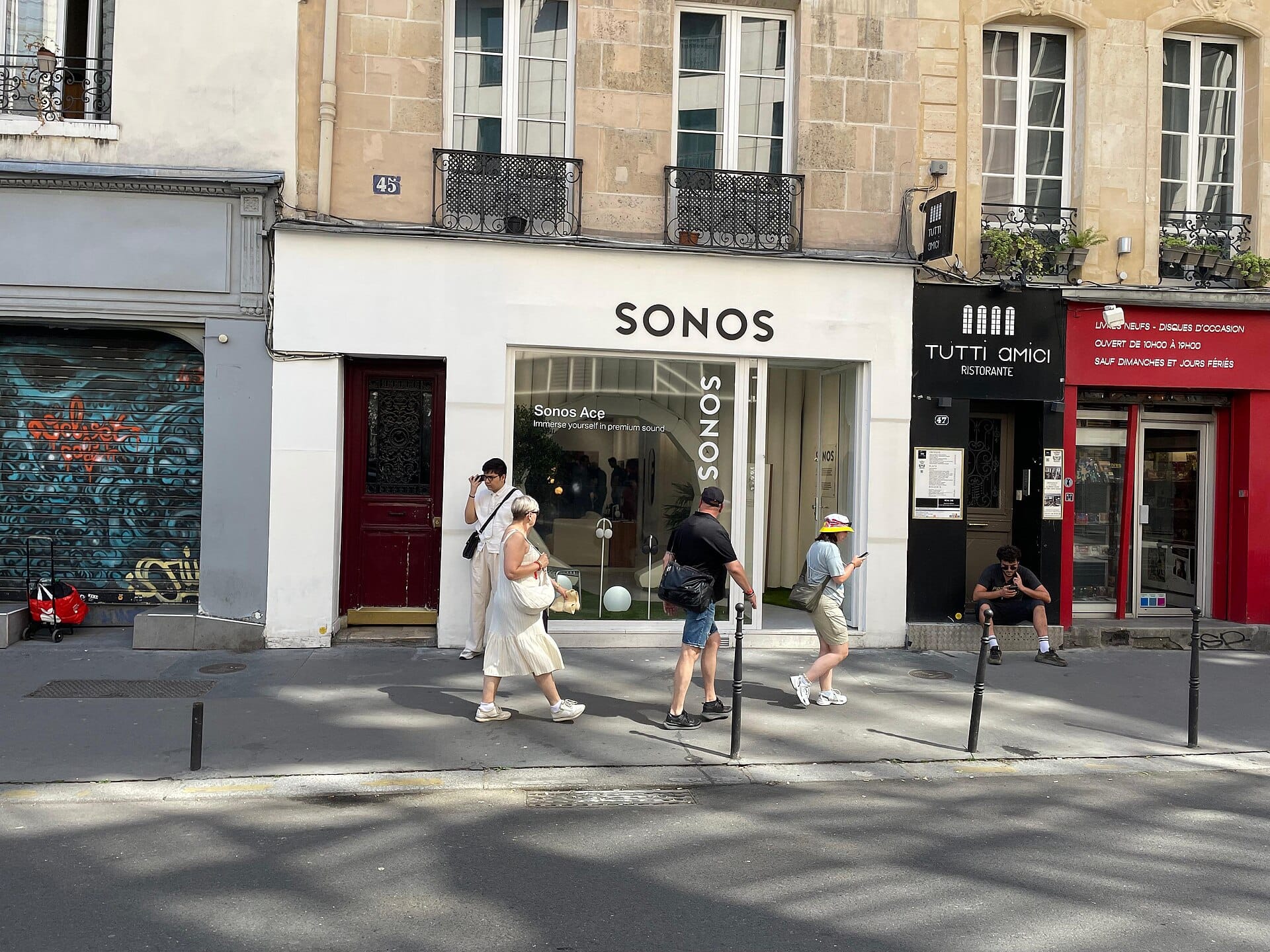 Interior of a modern Sonos pop-up store with product displays
