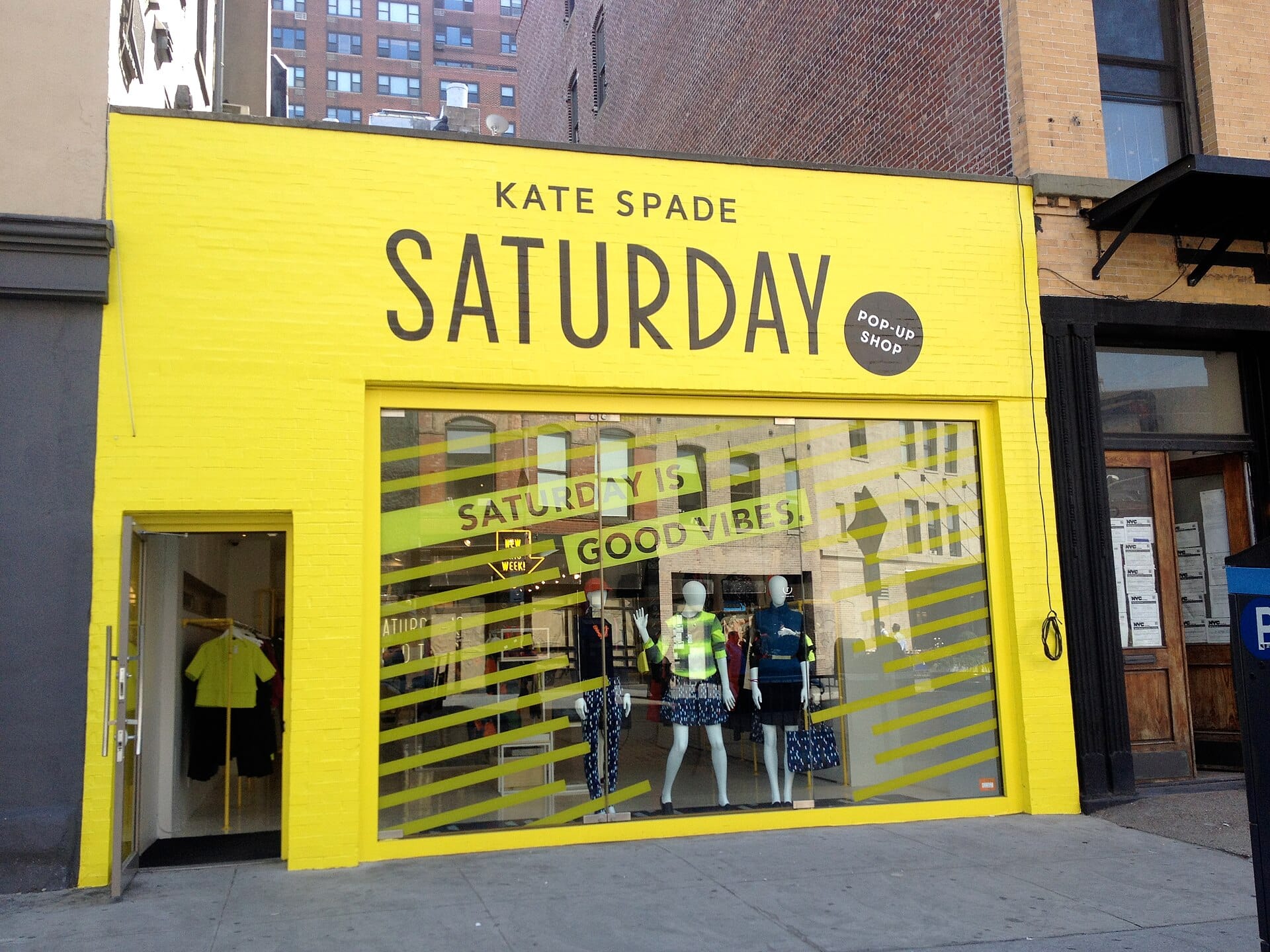 Kate Spade Saturday pop-up shop storefront in New York's Meatpacking District