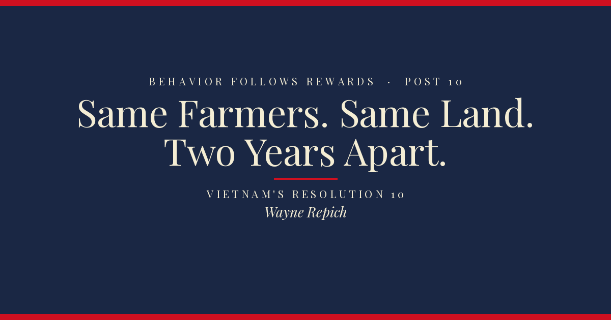 Behavior Follows Rewards — Post 10: Same Farmers. Same Land. Two Years Apart.