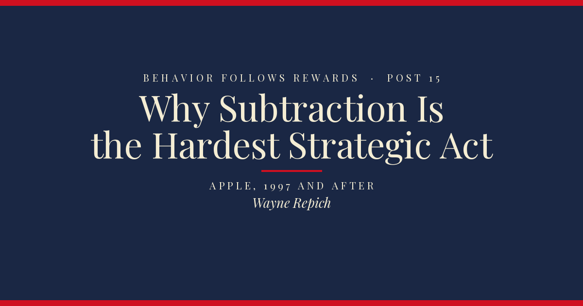 Behavior Follows Rewards — Post 15: Why Subtraction Is the Hardest Strategic Act