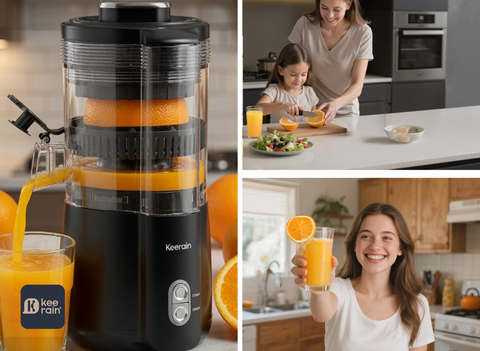 Keerain Electric Juicer: Hands-Free Citrus Juicer Machine