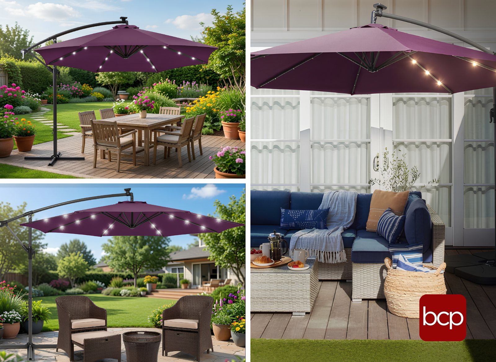 Best Choice 10ft Umbrella: Solar LED, Offset & Cantilever