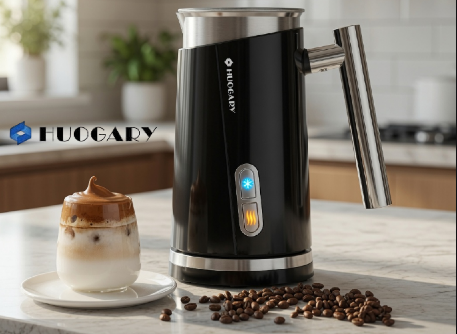 Huogary Milk Frother: Hot Milk & Silky Foam at Home