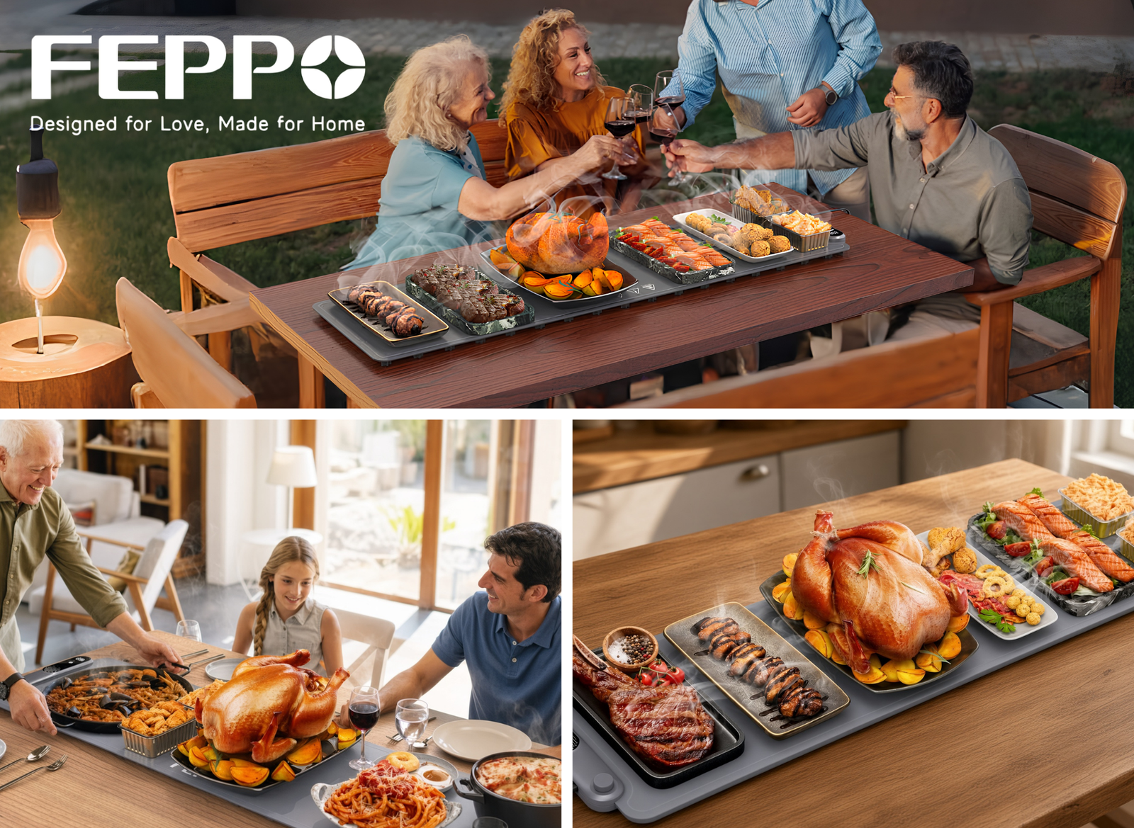FEPPO Food Warming Mat: Full-Surface Heating for Space-Saving Entertaining