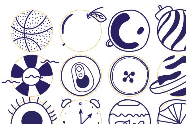 Drawing 30 circular objects within the circle templates