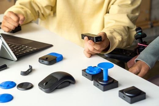 But the team does more by providing CAD files for anyone to design and 3D print their own add-ons for their mouse and button controller. (source: Microsoft)