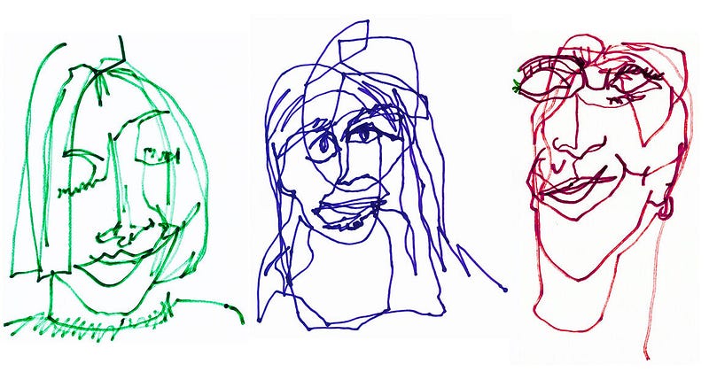 drawing a portrait without looking