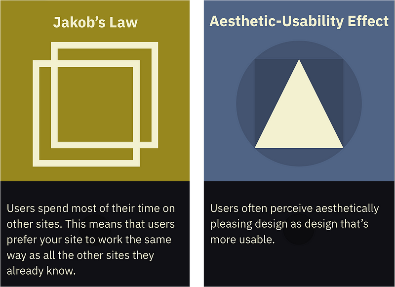 5. Test and learn how people react to your screens: Be aware of Jackob’s Law and Aesthetic-Usability Effect (image source: Yablonski)