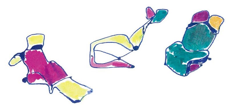 Early planning phases of the Wink Chair, sketched by Toshiyuki Kita (source: designboom.com)