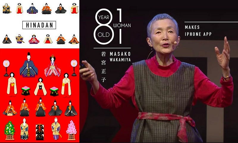 Masako created her first mobile native app game for seniors at 81 years old after learning how to code by herself. The game, known as Hinadan, originated from an idea to introduce the traditional Japanese culture of doll-making and blessings for daughters and granddaughters during the Hinamatsuri festival (image source: TechEBlog)