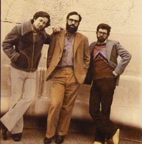 Rising movie directors in the 1970s (from left to right): Steven Spielberg; Francis Ford Coppola; George Lucas